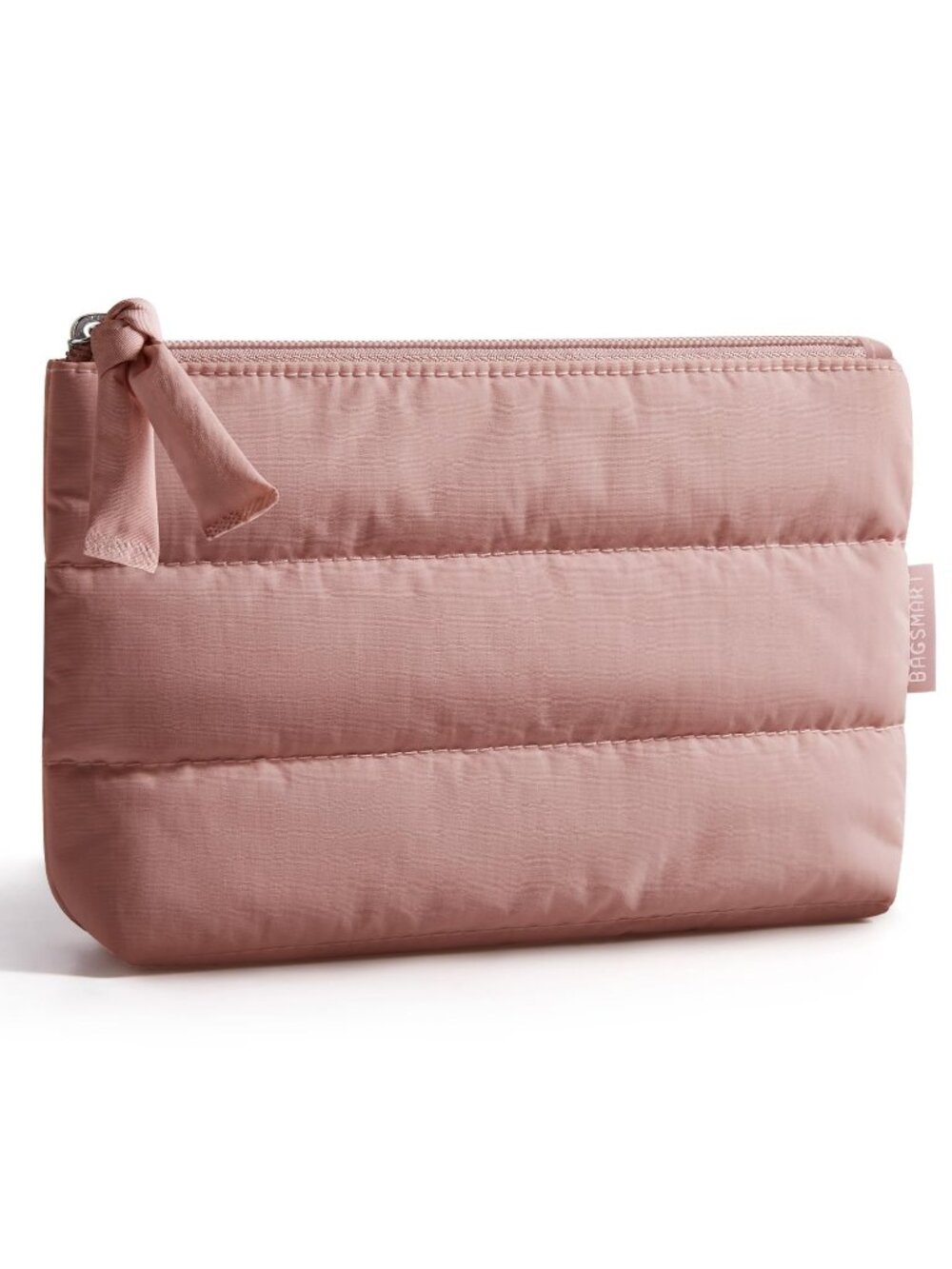 BAGSMART Small Makeup Bag, Puffy Portable Cosmetic Pouch with Charm Zipper, Wate